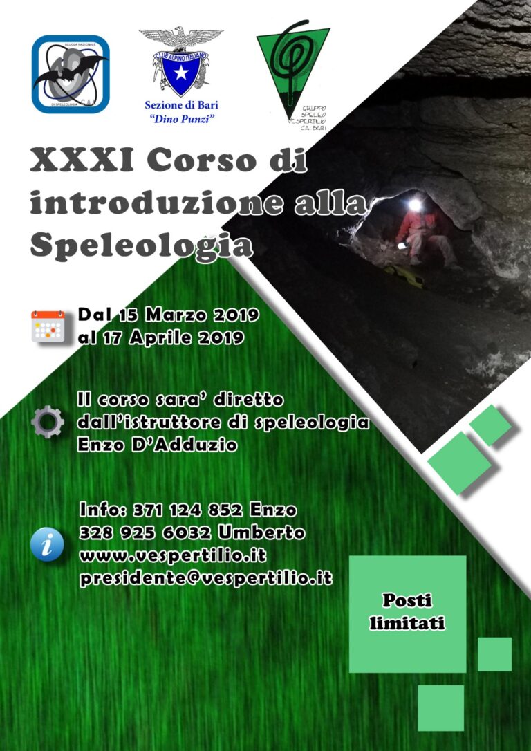 XXXI Corso di Introduzione alla Speleologia 2019